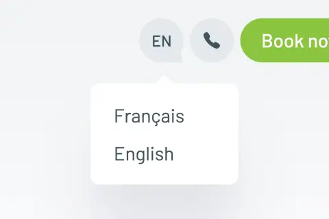 Gros plan sur un détail UI de menu de changement de langue sur le site web de l'Institut Allemand Genève réalisé par aminima